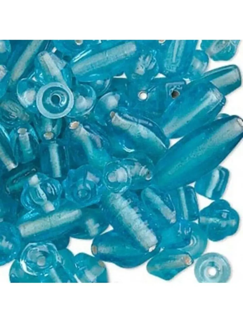 50g Bulk Handcrafted India Lampwork Glass Beads Mix Translucent Turquoise Blue
